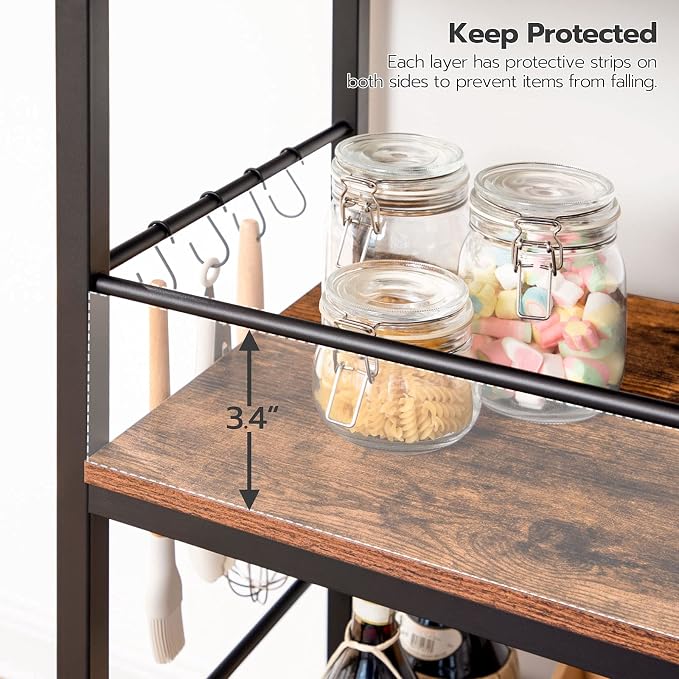 HOOBRO Kitchen Island with Storage, Industrial Kitchen Counter with Hooks and - Image 8