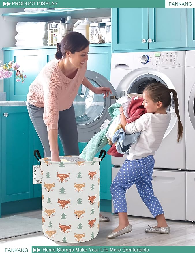 FANKANG Storage Basket, Nursery Hamper Canvas Laundry Basket Foldable - Image 5