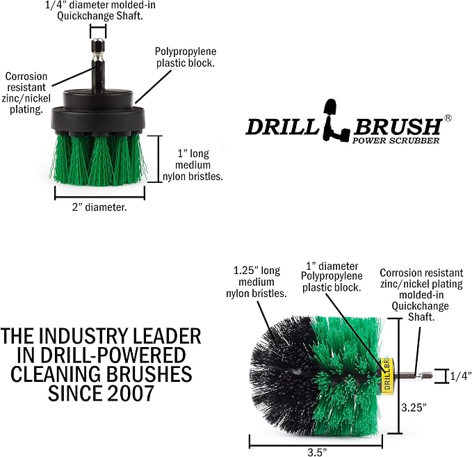 2 Piece Green Medium Stiffness Drill Rotary Cleaning Drillbrushes - Image 5