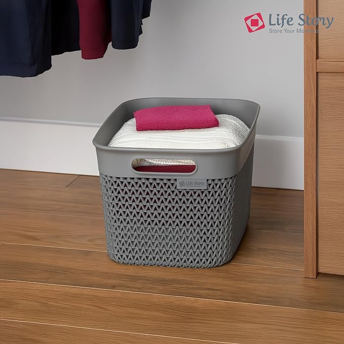 Life Story Large Storage Basket, Decorative Plastic Home Organizer, Lightweight - Image 5