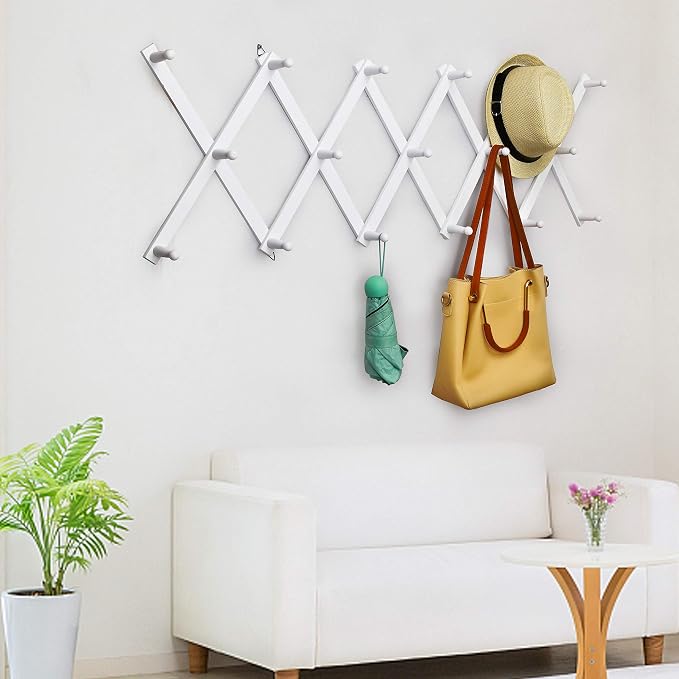 WEBI Accordion Wall Hanger, Expandable Wooden Hat Rack - Image 5