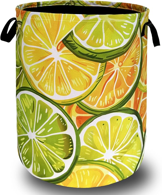 Yellow Lemon Laundry Hamper Tropical Lemons Laundry Basket by SELIONLIKN