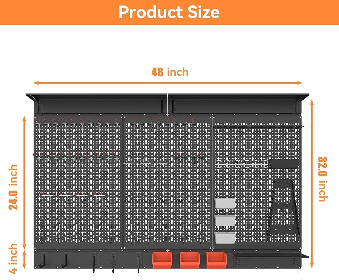 WALMANN 113 PCS Pegboard Wall Organizer Kit - Image 3