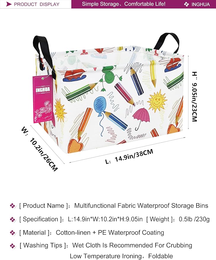 Rectangular Storage Basket Fabric Organizer Bin - Image 2