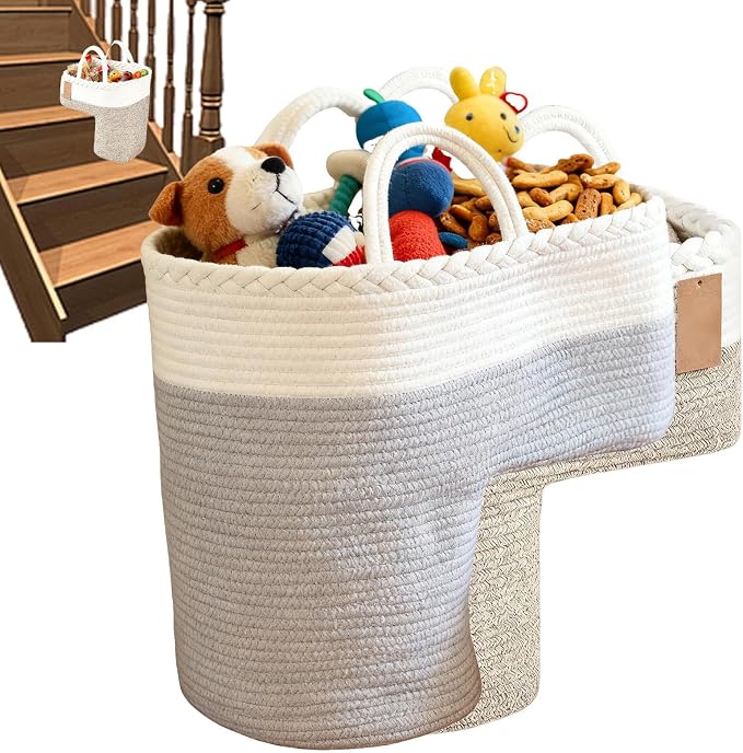 Staircase Basket – Foldable Woven Step Storage Organizer | Portable Handle L by Unknown