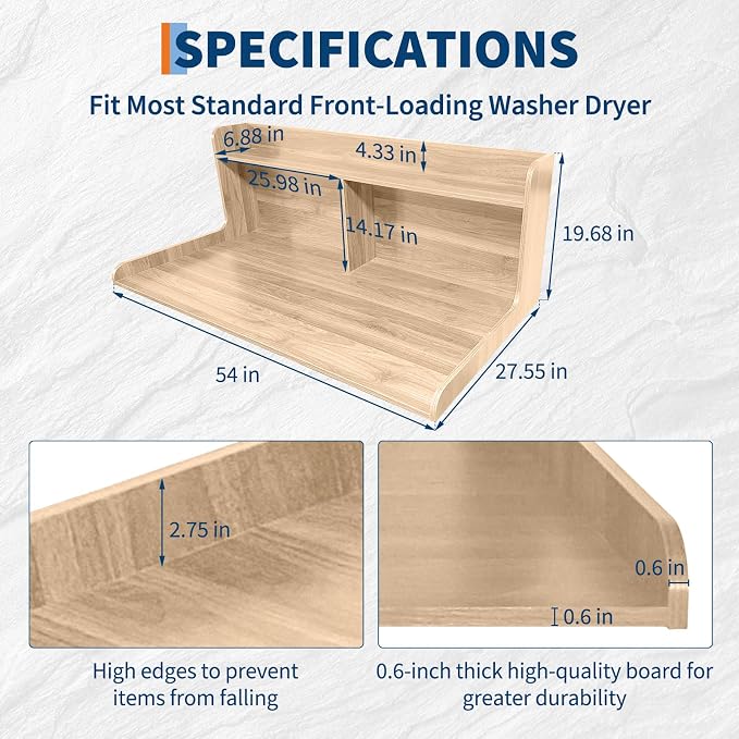 Washer Dryer Countertop, Natural Wood - Image 2