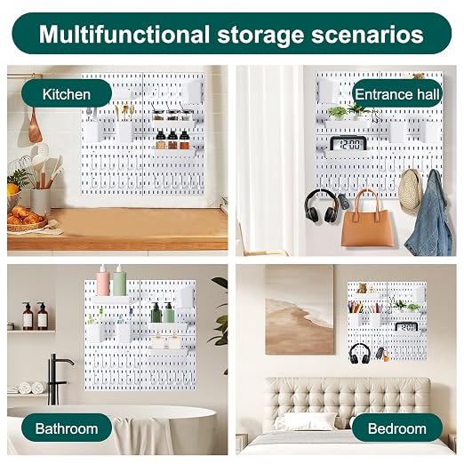 Wall Mount Peg Board Organizer 45pcs Kit, 4 Panels and 41 Accessories Pegboard - Image 6
