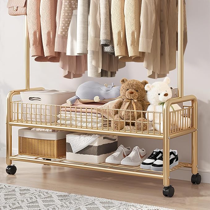 Clothes Rack with Storage Shelves, Heavy - Image 3