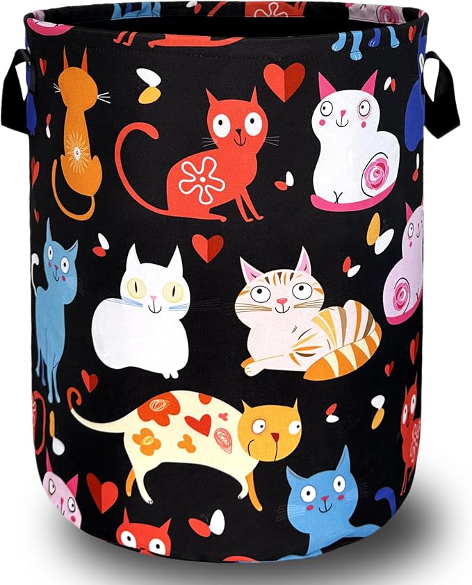 Cute Cats Laundry Hamper Colorful Animal Cat Laundry Basket by SELIONLIKN