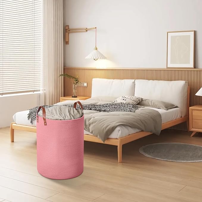 80L Large Rope Basket, Woven Rope Storage Basket - Image 7