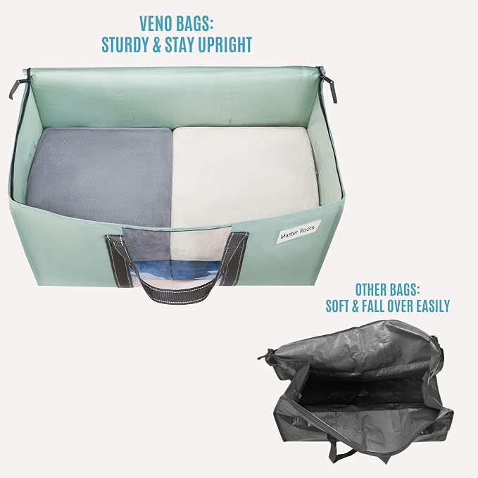 VENO 10 Pack Moving Bags with Clear Window, Heavy Duty Storage Bins with Lid - Image 7