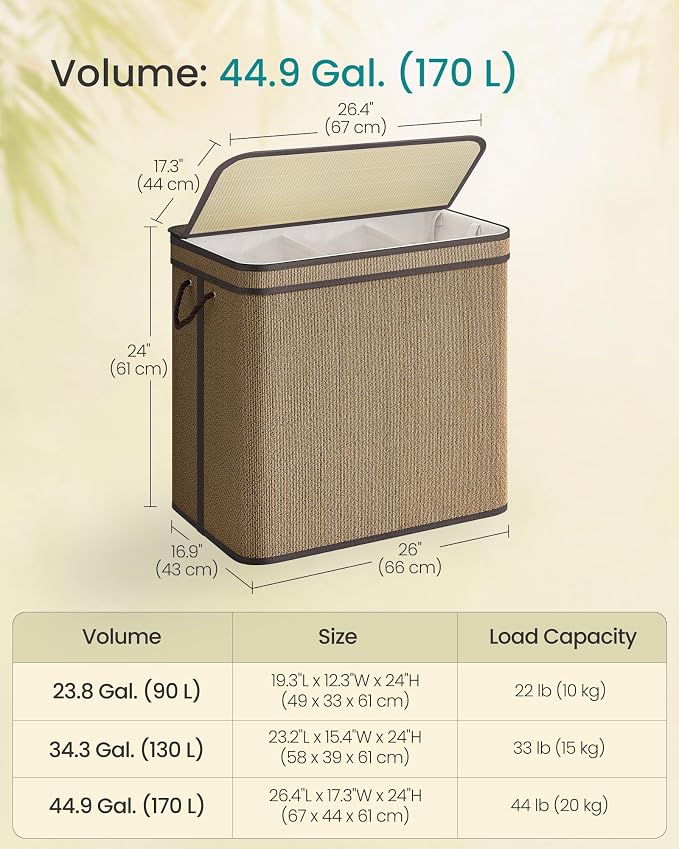 SONGMICS 3-Section Laundry Hamper - Image 5