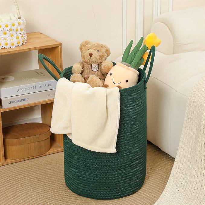 40L Woven Laundry Basket Hamper, 100% Natural Cotton Rope, Handwoven & Durable - Image 6