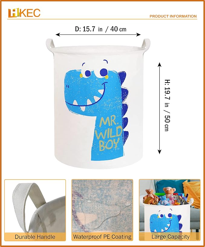19.7" Dinosaur Laundry Basket, Kids Toys Storage Bin - Image 6