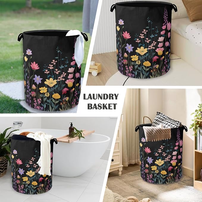 Vintage Wildflowers Laundry Basket, Garden Herb Oxford Cloth Laundry Hamper - Image 4