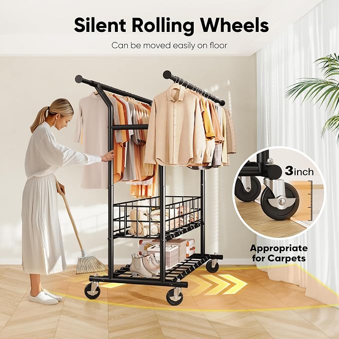 HOKEEPER Heavy Duty Clothes Rack Load 635 LBS, Clothing Rack - Image 8
