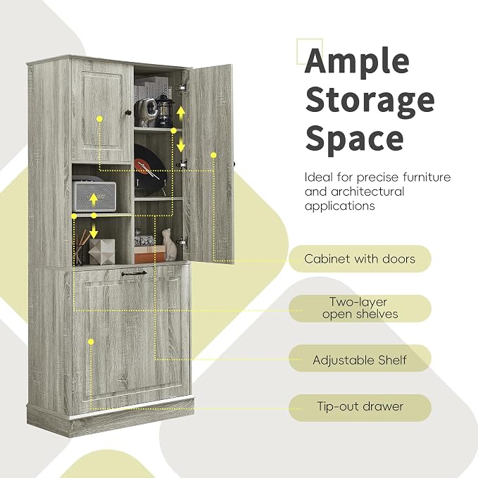 68" Tall Bathroom Storage Cabinet - Image 7