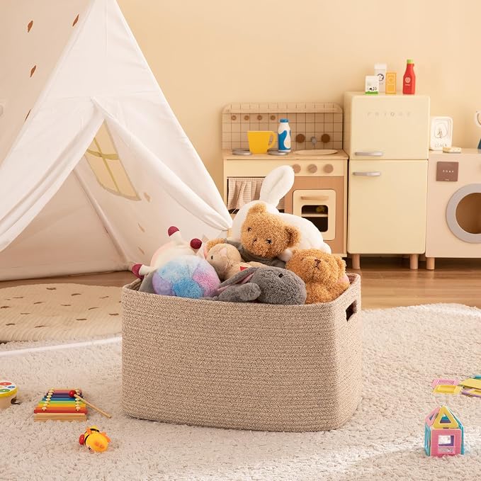 OIAHOMY 75L Large Woven Cotton Rope Storage Basket - Image 7
