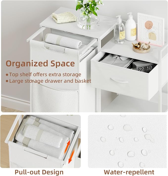 Somdot Laundry Hamper with Fabric Drawer and Shelves, Laundry Basket Sorter - Image 4