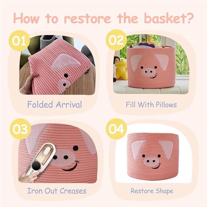 OMERAI Animal Baskets Cotton Rope Woven Storage Basket - Image 7