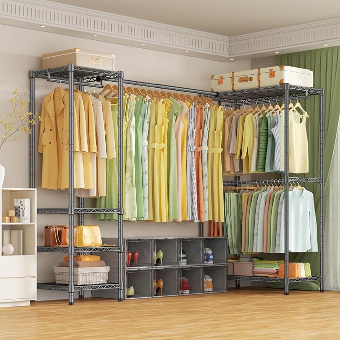 E10L L-Shaped Clothes Rack for Corner（With Expandable Hanger Rod）Heavy Duty - Image 8