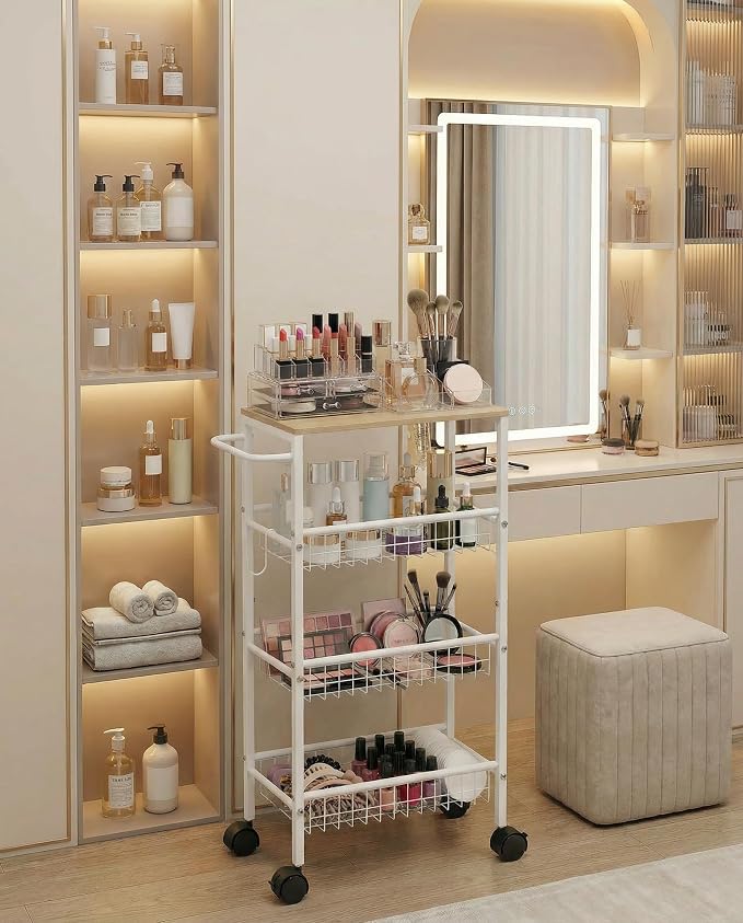 Rolling Utility Cart, 4-Tier Slim Narrow Storage Cart - Image 7