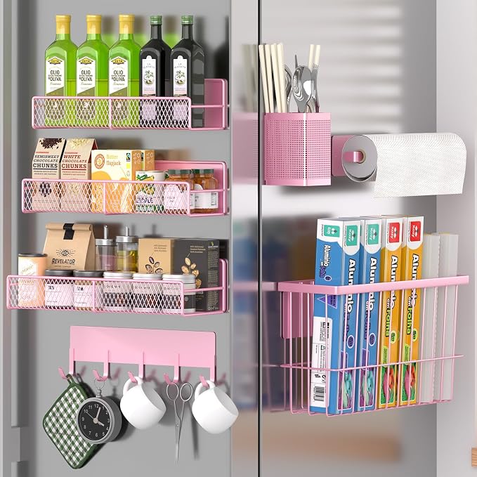 Magnetic Spice Rack for Refrigerator, 7 Pack Metal Magnetic Shelf, Moveable by DTUQYX