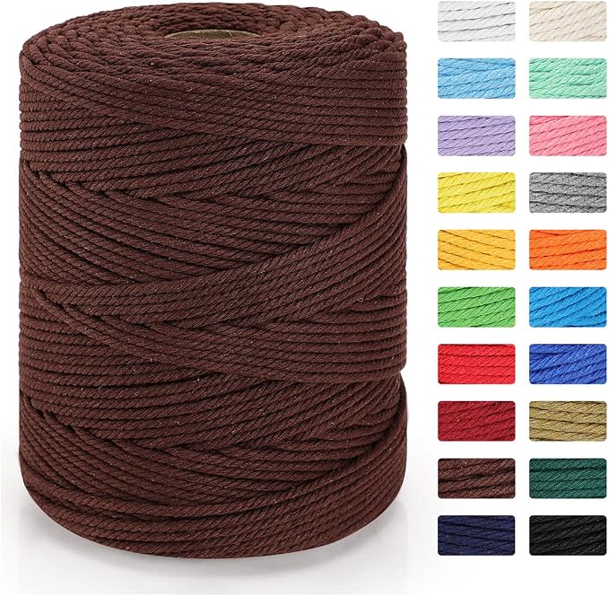 Macrame Cord 4mm x 328yd | 100% Natural Cotton Macrame Rope | 4 Strand Twisted by MacraBoho