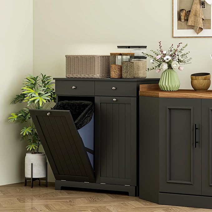 HOMCOM Laundry Cabinet with 2 Removable Baskets, Tilt Out Laundry Hamper with 2 - Image 8