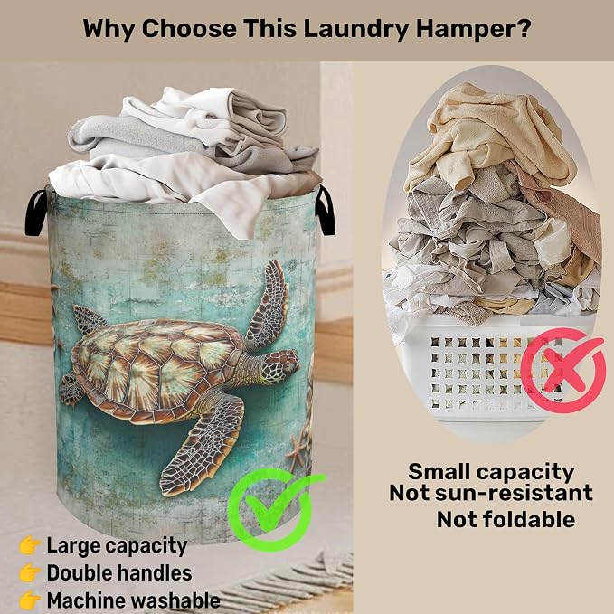 Retro Map Turtle Large Clothes Hamper Bag - Image 3
