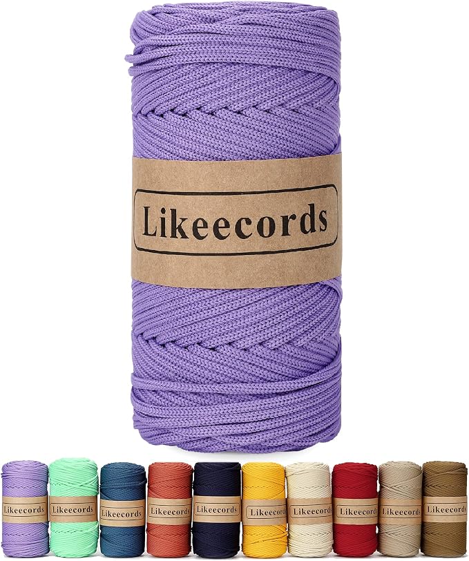 4mm Polyester Braided Macrame Cord 140Yard /426Feet, Elastic Yarn by Likeecords