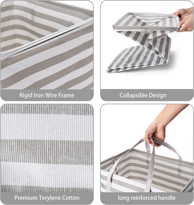 BOOMIBOO 2-Pack Large Laundry Basket, Waterproof Freestanding Laundry Hamper - Image 2