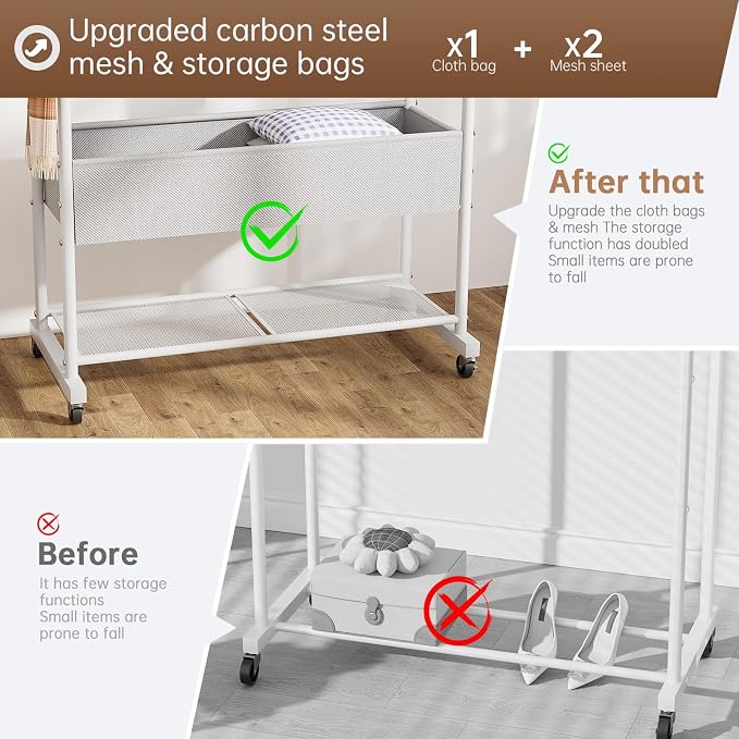 Clothes Garment Coat Rack Drying Clothing Racks Metal Freestanding - Image 7