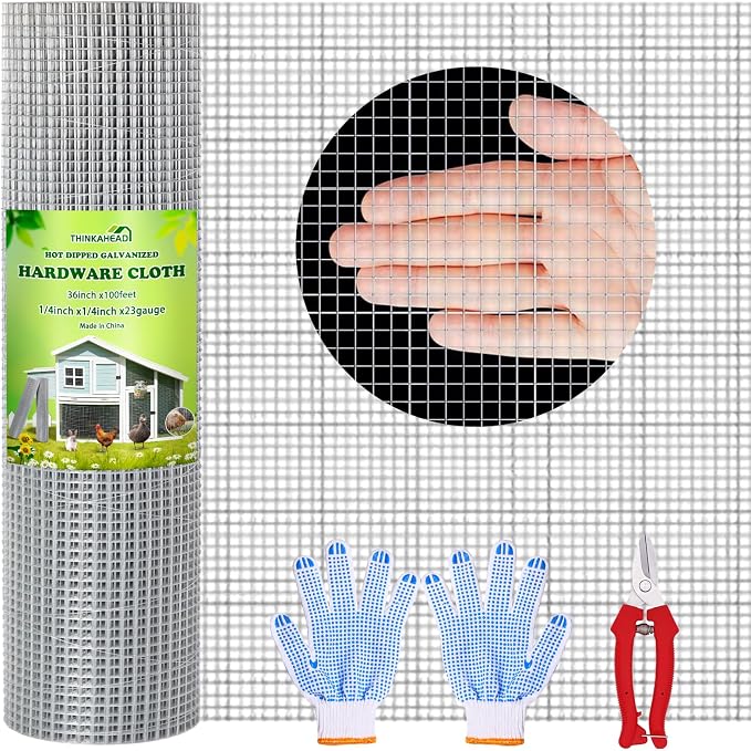 Thinkahead Hardware Cloth 1/4 inch 36 X 100 ft 23 Gauge, Galvanized Wire Mesh by ThinkaheadHardwareCloth