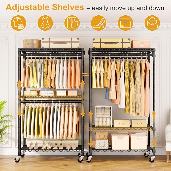 P5 Rolling Clothes Rack Heavy Duty, Clothing Racks - Image 3