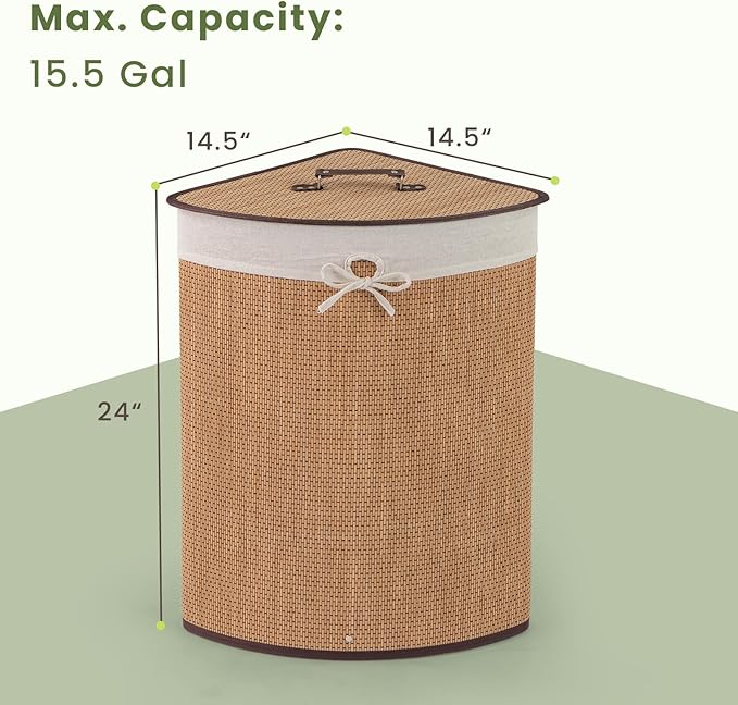 Julimoon Laundry Hamper with Lid, Bamboo Laundry Basket with Removable Liner - Image 3