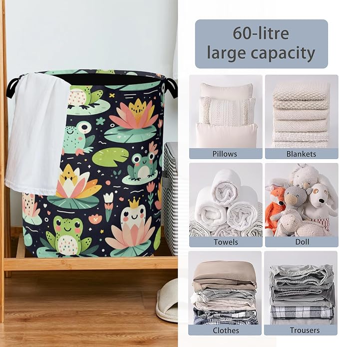 Funny Frog Laundry Basket, Foldable Oxford Cloth Tote Bag Laundry Hamper - Image 6