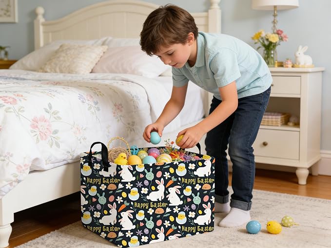 Rectangular Black Easter basket, Easter basket empty, Kids Storage Baskets - Image 3