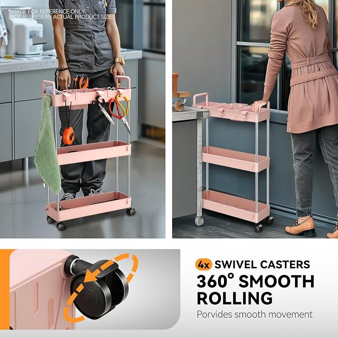 Auto Dynasty 3 Tier Slim Rolling Cart - Image 3