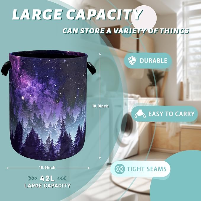Galaxy Laundry Hamper Purple Forest Laundry Basket - Image 2