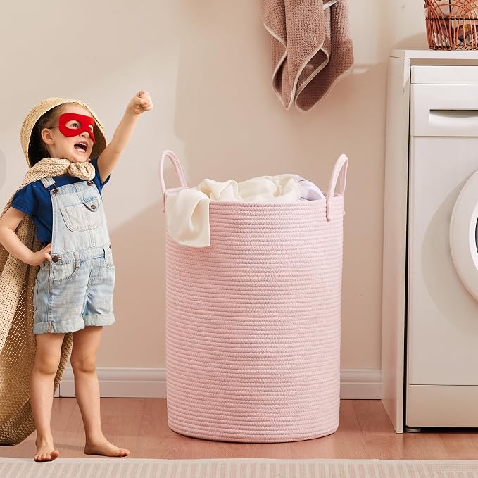 80L Extra Large Pink Hamper Laundry Basket - Image 6