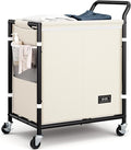 SOLEDI Laundry Basket with Wheels, 38 Gallons Laundry Hamper 2 Section by SOLEDI