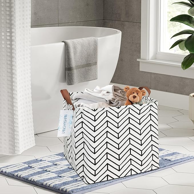 LANGYASHAN Square Storage Baskets Waterproof Canvas Children Laundry Nursery - Image 5