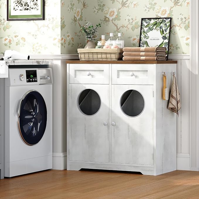HOOBRO Double Laundry Hamper Cabinet, Hidden Laundry Cabinet - Image 2