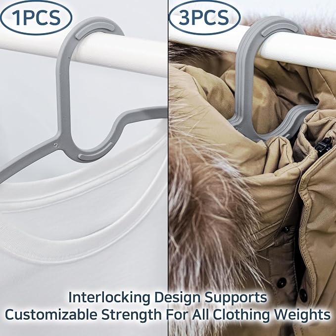 15" Compact Slim & Slimlink Interlocking Clothes Hangers, Space-Saving - Image 7