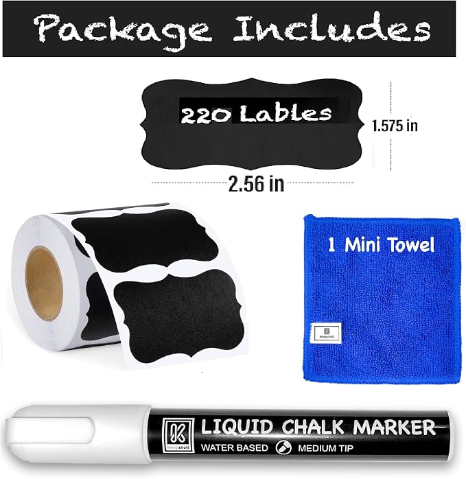 Chalkboard Labels Roll for Jars 220pcs Wavy Shape - Image 2
