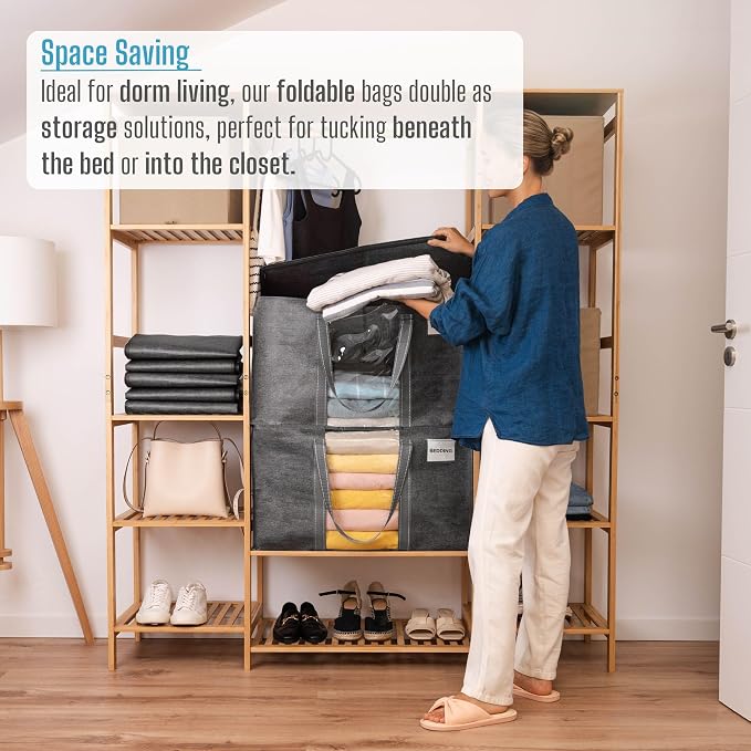 VENO 4 Pack Moving Bags with Clear Window, Heavy Duty Storage Bins with Lid - Image 4