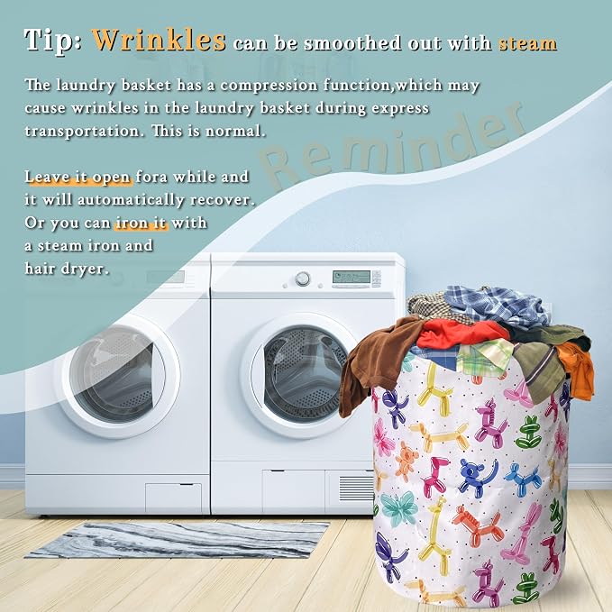 Colorful Dogs Pattern Laundry Basket Foldable - Image 6