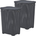 Plastic Laundry Hamper with Lid 2 Pack Laundry Hamper Basket, Wicker Design 60 by Superio