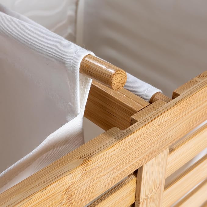 Household Essentials Bamboo and Cotton Double Laundry Sorter - Image 11